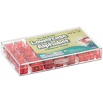 Educational Insights See and Stamp Alphabet Transparent Stamps - Lowercase 5/8", Set of 26 Letters and 4 Punctuation Marks: Perfect for Homeschool & Classroom, Ages 4+