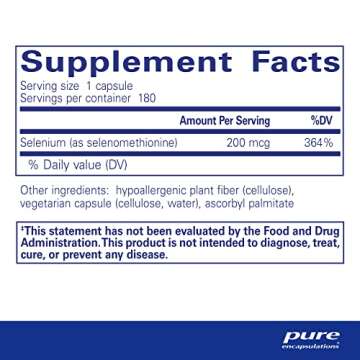 Pure Encapsulations Selenium - 200 mcg - for Healthy Cellular Function, Immune System & Antioxidant ...