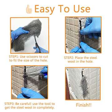 Steel Wool Mice Control - 2 Pack 10 Ft Durable Filler