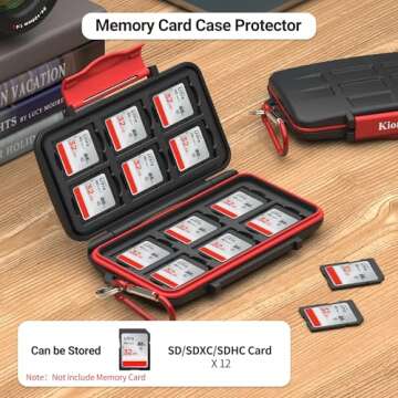 Kiorafoto 12 Slots SD SDHC SDXC Card Holder Case Professional Water-Resistant Anti-Shock Memory Card...