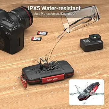 Kiorafoto 12 Slots SD SDHC SDXC Card Holder Case Professional Water-Resistant Anti-Shock Memory Card Storage Protector Wallet with Carabiner