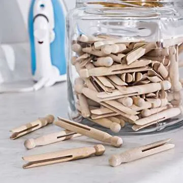 Honey-Can-Do Round Wooden Clothespins, 100 Pack