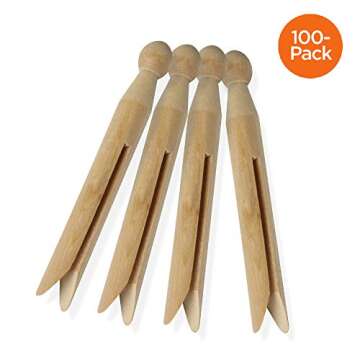 Honey-Can-Do Round Wooden Clothespins, 100 Pack