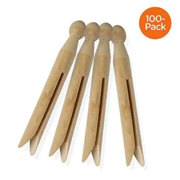 Honey-Can-Do Round Wooden Clothespins, 100 Pack