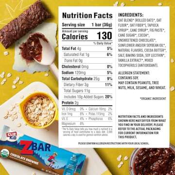 Zbar - Chocolate Brownie - Soft Baked Snack Bars - Non-GMO - 10g Whole Grains - USDA Organic Granola Bars (24 Pack)