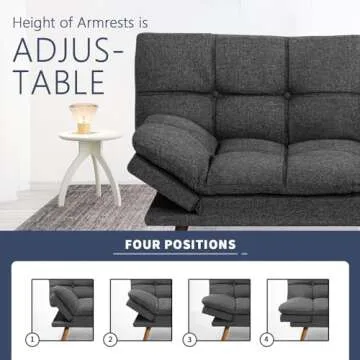 IULULU Futon Sofa Bed, Modern Convertible Sleeper Couch Daybed with Adjustable Armrests for Studio, Apartment, Office, Small Space, Compact Living Room