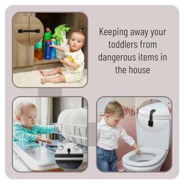 Bates- Child Safety Strap Locks, 6 Pack, Black Baby Cabinet Locks, Toilet Locks Baby Proof, Child Proof Drawer Locks, Cabinet Baby Locks for Cabinets, Child Proof Cabinet Locks, Drawer Child Locks