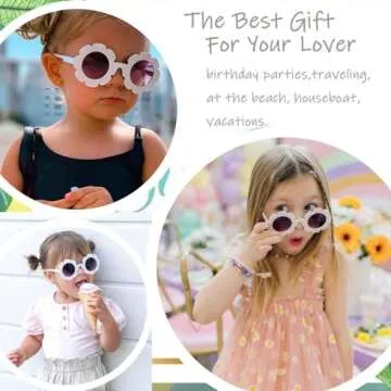 Laurinny Toddler Flower Sunglasses for Kids Age 3-8 UV400