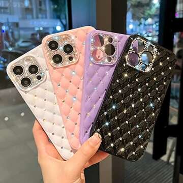 Kwhapoo Sparkly Compatible with iPhone 13 Pro Max Case with Bling Diamond, Glitter Flexible TPU Slim...