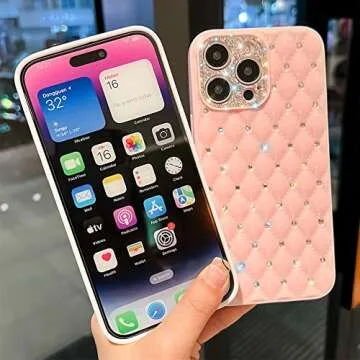 Kwhapoo Sparkly Compatible with iPhone 13 Pro Max Case with Bling Diamond, Glitter Flexible TPU Slim Fit Slip-Resistant Camera Protection Cases for Women Girls 6.7" (White)