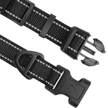 Joytale Reflective Dog Collar,Soft Neoprene Padded Breathable Nylon Pet Collar Adjustable for Small Dogs,Black,S