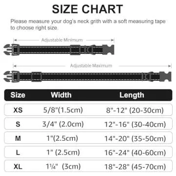 Joytale Reflective Dog Collar,Soft Neoprene Padded Breathable Nylon Pet Collar Adjustable for Small Dogs,Black,S