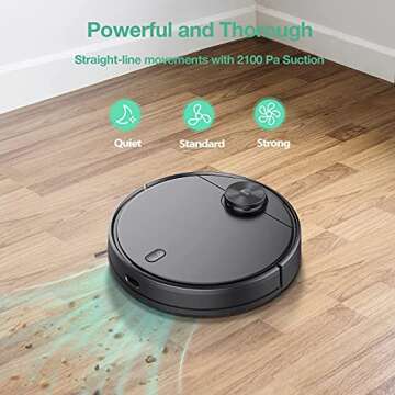 WYZE Robot Vacuum with LIDAR Mapping Technology, 2100Pa Suction, No-go Zone, Wi-Fi Connected, Self-Charging, Ideal for Pet Hair, Hard Floors and Carpets