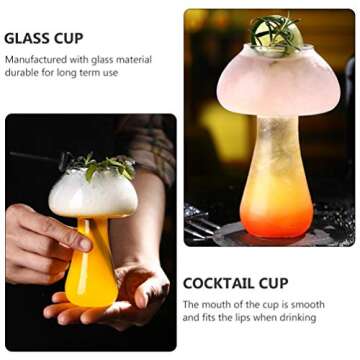 OSALADI Mushroom Shape Cocktail Glasses Drinks Cups Wine Glasses Beer Glasses Water Cups Coffee Mugs for Party Bar Home 280ml