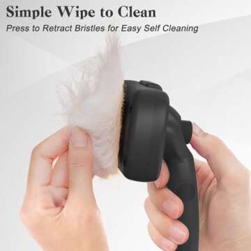 Swihauk Self Cleaning Slicker Brush for Dogs & Cats - Skin Friendly Deshedding and Grooming Brush for Haired Pets, Pet Supplies Accessory, Black