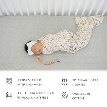Desert Sage Muslin Crib Sheet by Mebie Baby, Soft & Durable