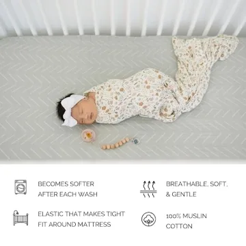 Desert Sage Muslin Crib Sheet by Mebie Baby, Soft & Durable
