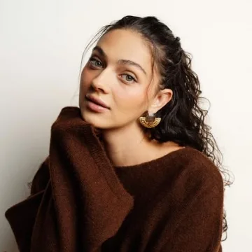 Chunky Gold Vintage Statement Earrings with Brown Stones