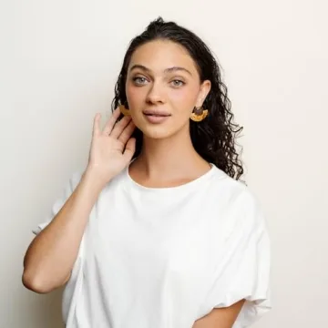 Chunky Gold Vintage Statement Earrings with Brown Stones