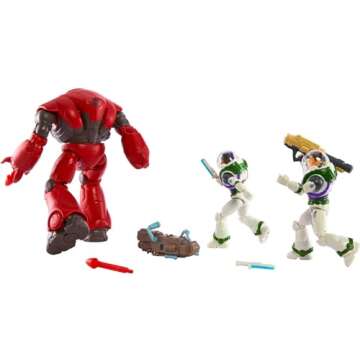 Mattel Disney Pixar Lightyear Set with 3 Action Figures, Space Rangers vs Robots Clash Pack with Buzz Lightyear, Izzy Hawthorne & Zyclops, 5-inch Scale