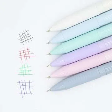 COLNK Multicolor Ballpoint Pen 0.5, 4-in-1 Colored Pens Fine Point,Ballpoint Gift Pens for Planner Journaling,Assorted Ink, 6-Count