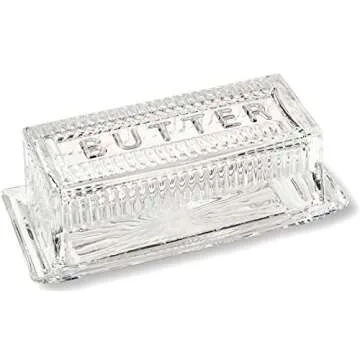 Bezrat Glass Butter Dish with Lid | Classic 2-Piece Design Butter Keeper | Covers and Holds a Standard Stick of Butter | Dishwasher Safe