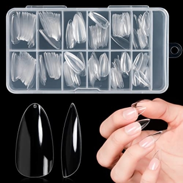 AORAEM 240PCS Clear Almond Nails, Stiletto Nail Tips False Nails Tips Art Tips Oval Shape Acrylic Fa...