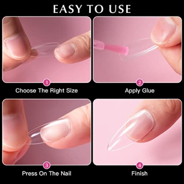 AORAEM 240PCS Clear Almond Nails for DIY Nail Art