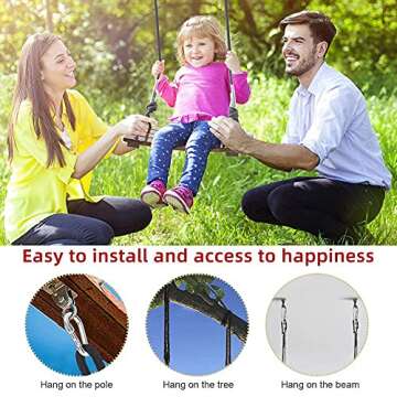 PELLOR Wood Swing Seat, Carbonized Hanging Wood Tree Swing 16.9 x7.9 x0.5 in for Adult Kids Children Anticorrosive & 100% Waterproof Wooden Swing Set 440lbs Load Indoor Outdoor Backyard Play