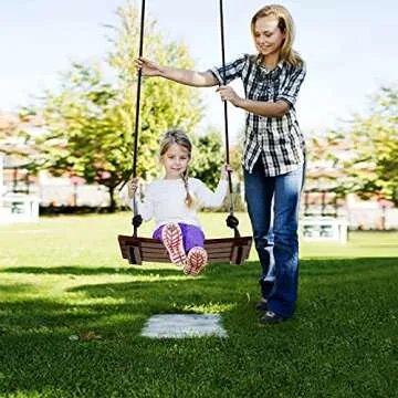 PELLOR Wood Swing Seat, Carbonized Hanging Wood Tree Swing 16.9 x7.9 x0.5 in for Adult Kids Children Anticorrosive & 100% Waterproof Wooden Swing Set 440lbs Load Indoor Outdoor Backyard Play