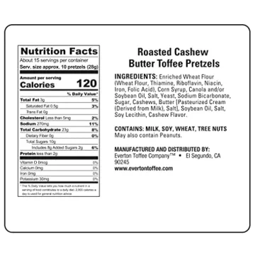 Gourmet Toffee Pretzels with Cashew Bits in 15oz Jar