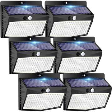 6 Pack Solar Motion Sensor Security Lights - Waterproof Outdoor Lighting