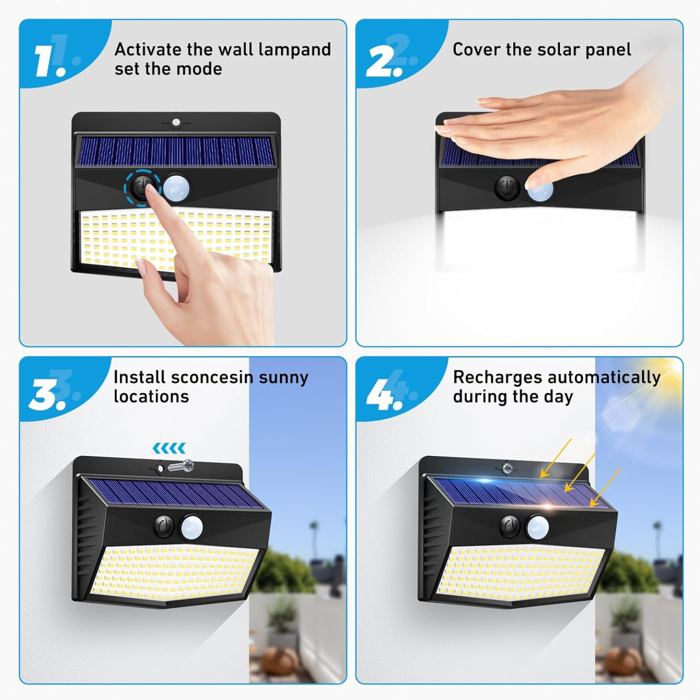 Solar Outdoor Motion Sensor Lights - 6 Pack Waterproof