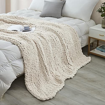 Luxury Soft Chenille Chunky Knit Blanket for Home Use