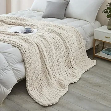 Luxury Soft Chenille Chunky Knit Blanket for Home Use
