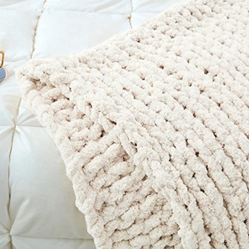 Luxury Soft Chenille Chunky Knit Blanket for Home Use