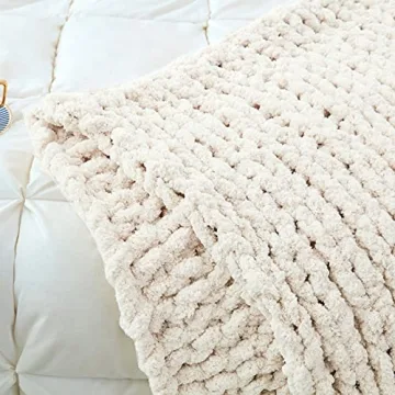 Luxury Soft Chenille Chunky Knit Blanket for Home Use