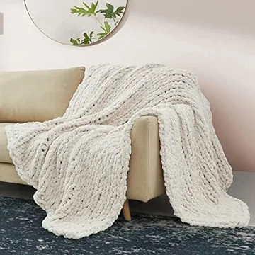 Luxury Soft Chenille Chunky Knit Blanket for Home Use