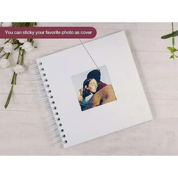 potricher 8 x 8 Inch DIY Scrapbook Photo Album 80 Pages Thick Kraft Blank White Paper Memory Book fo...