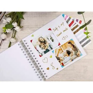 potricher 8 x 8 Inch DIY Scrapbook Photo Album 80 Pages Thick Kraft Blank White Paper Memory Book for Wedding and Anniversary Family (White, 8 Inch)