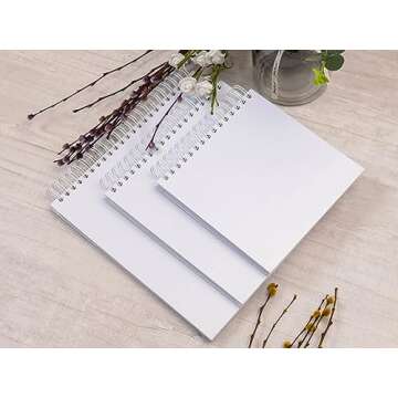 potricher 8 x 8 Inch DIY Scrapbook Photo Album 80 Pages Thick Kraft Blank White Paper Memory Book for Wedding and Anniversary Family (White, 8 Inch)