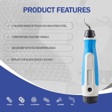 MAVAST Silicone Deburring Tool with 21 High-Speed Steel Blades Blue