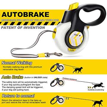 FIDA AutoBrake Retractable Dog Leash. Advanced Patented Design for Dog Pulling, 16 ft Heavy Duty No ...