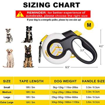FIDA AutoBrake Retractable Dog Leash. Advanced Patented Design for Dog Pulling, 16 ft Heavy Duty No Pull Pet Walking Leash for Medium Breeds. Tangle Free, Soft Grip, Medium Size.