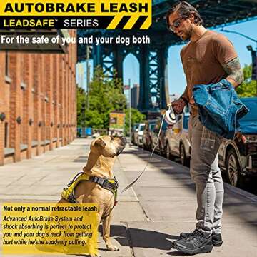 FIDA AutoBrake Retractable Dog Leash. Advanced Patented Design for Dog Pulling, 16 ft Heavy Duty No Pull Pet Walking Leash for Medium Breeds. Tangle Free, Soft Grip, Medium Size.
