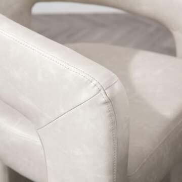 DAYALANE Modern Barrel Dining Chair, Upholstered Faux Leather Kitchen Chairs with Arms Comfy Side Chair for Living Room/Dining Room/Reception, Pu Grey