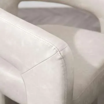 DAYALANE Modern Barrel Dining Chair, Upholstered Faux Leather Kitchen Chairs with Arms Comfy Side Chair for Living Room/Dining Room/Reception, Pu Grey