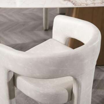 DAYALANE Modern Barrel Dining Chair, Upholstered Faux Leather Kitchen Chairs with Arms Comfy Side Chair for Living Room/Dining Room/Reception, Pu Grey