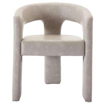 DAYALANE Modern Barrel Dining Chair, Upholstered Faux Leather Kitchen Chairs with Arms Comfy Side Chair for Living Room/Dining Room/Reception, Pu Grey