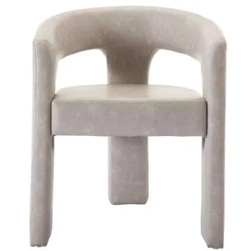 DAYALANE Modern Barrel Dining Chair, Upholstered Faux Leather Kitchen Chairs with Arms Comfy Side Chair for Living Room/Dining Room/Reception, Pu Grey